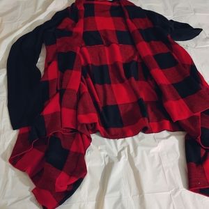 Torrid Red Plaid Drape Front Cardigan